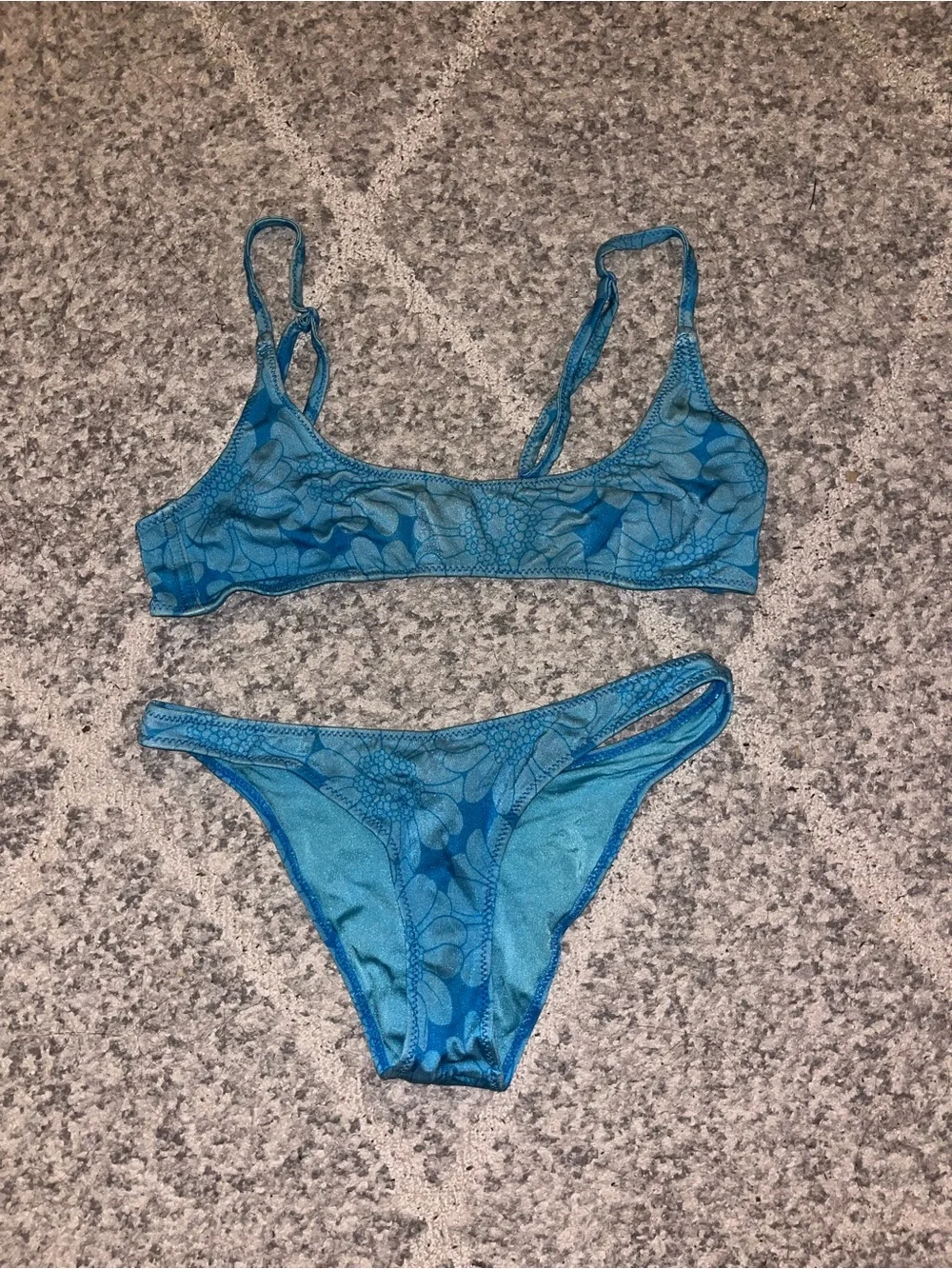 triangl swimwear Blue Floral Bralette Bikini Set
